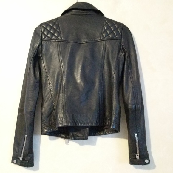 All Saints Bleeker Leather Jacket Black Moto - Picture 5 of 7